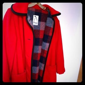 Penguin Mid Thigh Length Warm Plaid Wool Lining